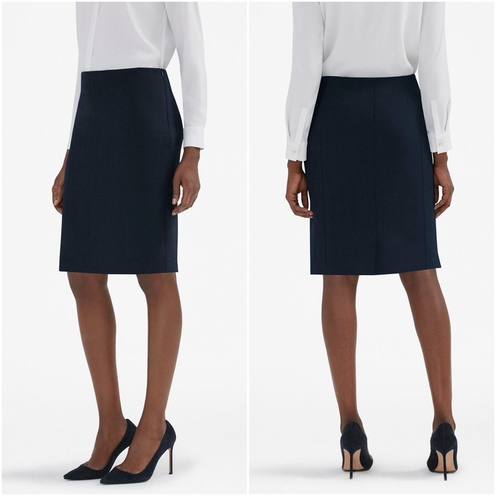 M.M. LaFleur Navy Blue NoHo Pencil Skirt Polished Midi Knee Length Size 10